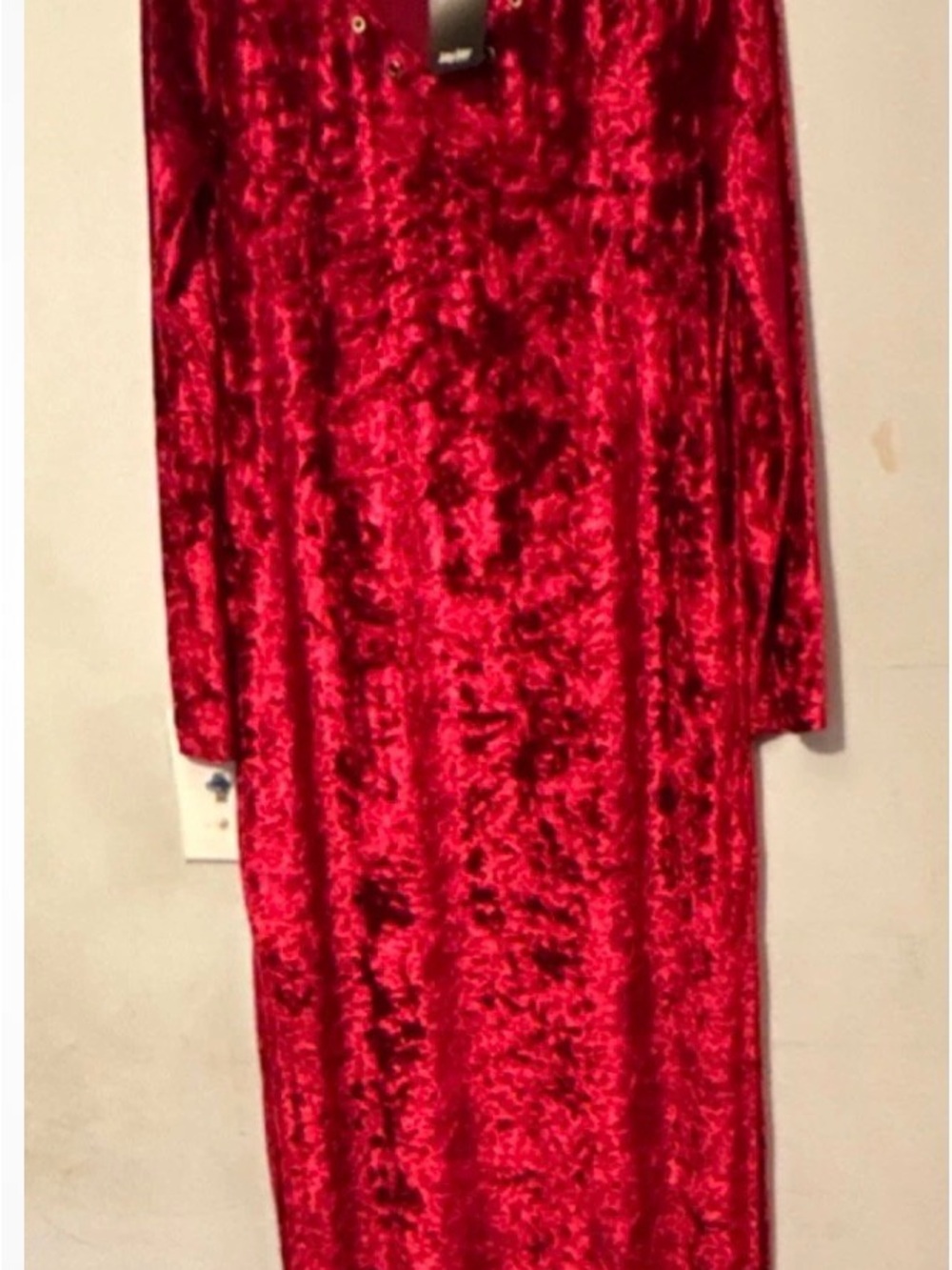 Red Velvet Long Sleeve Maxi Dress